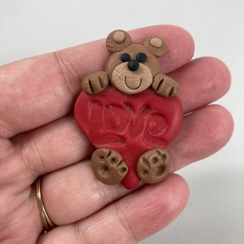 Vtg brown teddy bear - brown, pin