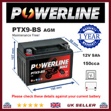 Replaces YTX9-BS Motorcycle