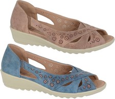 Ladies Wide E Fit Peep Toe Low