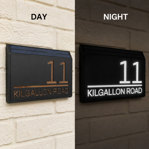 Modern solar door number sign - door,