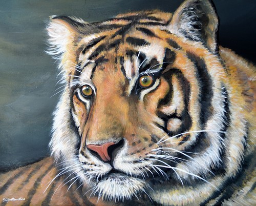 Tiger cat original painting - cat,