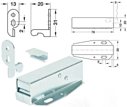 Attic door lock touch catch - door,