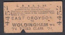 Train Ticket LB&SC London Brighton & South Coast Railway E Croydon Woldingham 7d