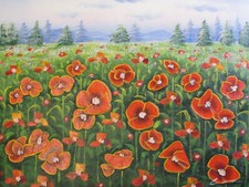 red poppies flowers Large Oil Painting Canvas art floral flower field landscape