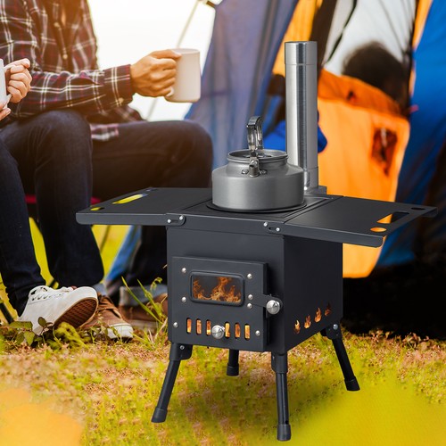 Portable tent wood stove with - tent,