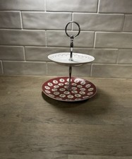 Ceramic 2 Tier Cake Stand Red