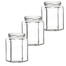 40 x 280ml Hexagonal Glass Jars – Ideal for Honey, Jam, (NO LIDS inc lncluded)