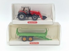 Wiking 1:87 Massey Ferguson MF 8280 Front Loader & Transporter Trailer