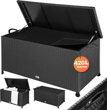 CASARIA® Poly Rattan Black Garden Storage Box Waterproof Garden Cushion Chest