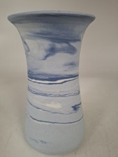 Studio Pottery Vase POG Crafts Graham Fielder Paul McGrath Pastel Blue Streaks