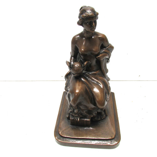 Bronze bookend lady - bronze, of