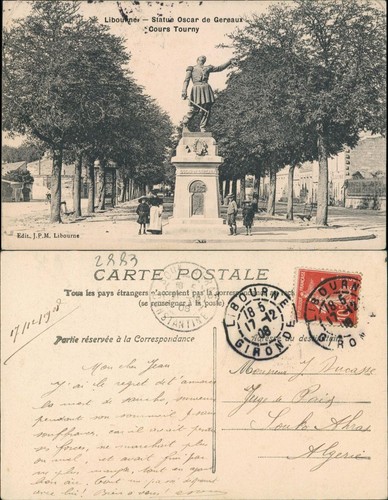 Cpa libourne statue oscar - cpa,