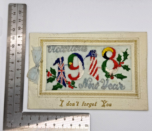 Old ww1 silk postcard allied - old,