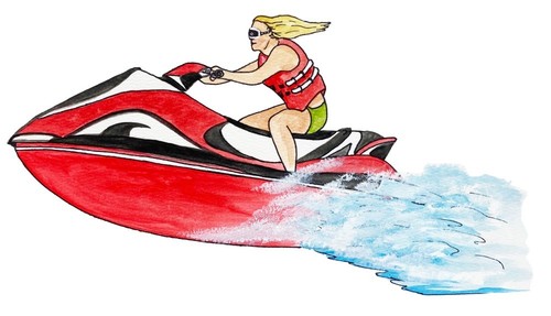 Female jet skiing - female,