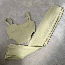 Size 8/10 ZARA sage green skinny trousers & cropped denim corset top