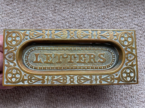 Brass letterbox very ornate - brass,