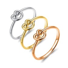 1- Pcs Love Knot Ring Simple Style Heart Shape Titanium Steel Rings (20)