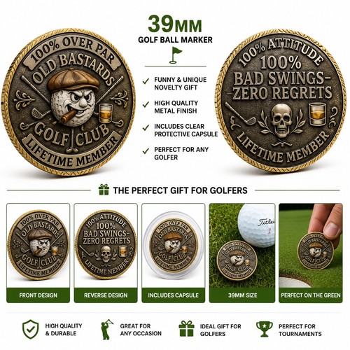 Old bastards golf club ball - old,