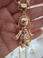 3d Rag Doll Pendant 8mm 24 Inch Patterned Chain Necklace