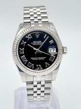 Ladies Rolex Datejust 31mm 178274 Roman Black Dial Fluted Jubilee Box Papers
