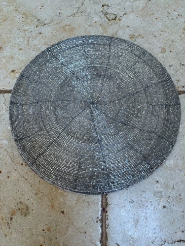 Silver beaded placemat - 3x,