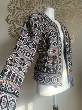 MONSOON Edge To Edge Boho Jacket 12 Vintage Inspired Tailored Geo Ethnic Hippy