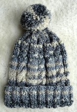 New Hand Knitted Baby Boy Bobble Hat - up to 3 months