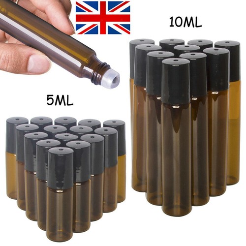 Amber roll glass bottles - on,