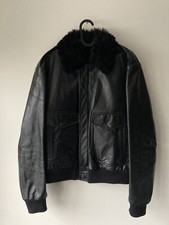 Gucci Black Leather And Shearling Jacket Size EU 48