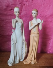 Pair of vintage porcelain figurines 1920s Flapper Girls / ladies  Art Deco style