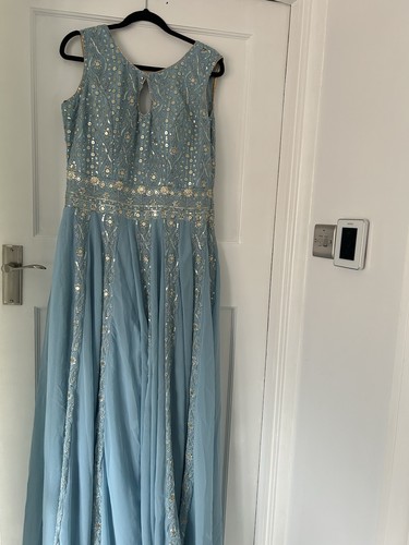 Sky blue sequined sharara - sequined,