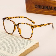 NEW Fake Black Square Frame Geek Glasses Clear Lens UV Protection Nerd Unisex UK