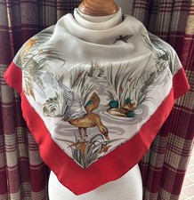 Vintage Cornelia James Ducks Scarf Red Multi 78cm Square