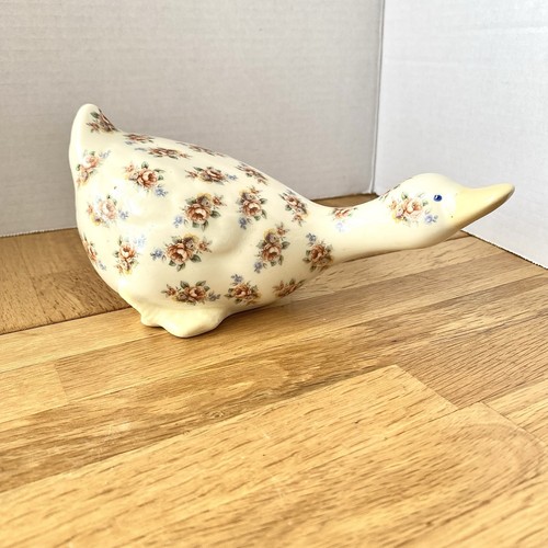 Vintage ceramic floral duck - floral,