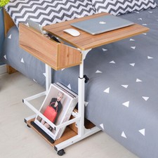 Rolling Computer Desk C-Shaped Study Table Writing Laptop Desk Height Adjustable