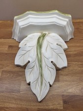 ●●VINTAGE HAND MADE/PAINTED PLASTER WALL SHELF LEAF DESIGN POST FREE