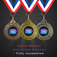 Dance Glow Award Medals with Ribbons in Packs 10, 25, 50 & 100