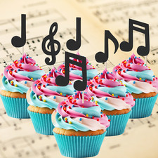 Black Music Notes Cupcake