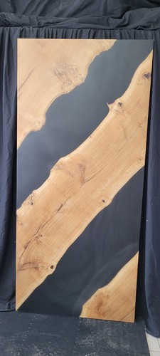Live edge oak epoxy barn - live, door