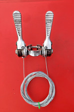 VINTAGE SUNTOUR POWER SHIFTER RATCHET GEAR LEVERS WITH 2 NEW CABLES,IN EXC COND