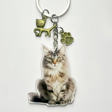 Maine Coon Cat Keychain 2D