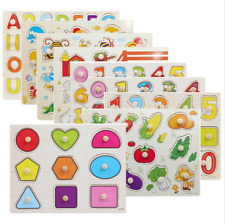 Wooden Puzzle Baby Kids Toddler Jigsaw Alphabet Letters Animal Learning Toy Gift
