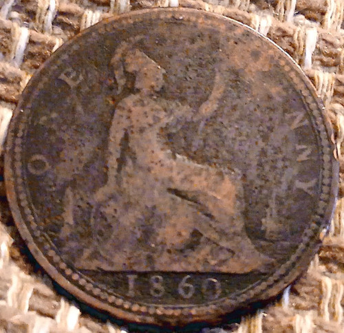 1860 victorian penny coin - 1860,