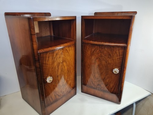 Pair vintage walnut veneer - pair,