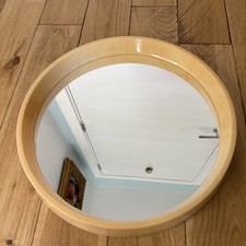 Vintage Round Mirror Cream Plastic Frame 70’s 80’s,90’s,Retro Home Interior 