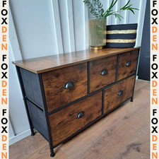 Rustic Chest of Drawers Vintage Dresser Bedroom Drawers Sideboard Metal Storage