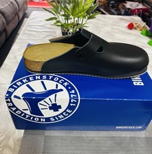 Birkenstock Boston Clogs Black Leather Size 41 Regular Fit Chef Work Kitchen