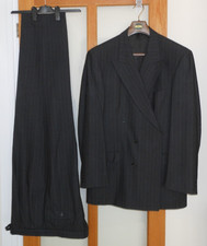 Marks & Spencer - Men's Double Breasted Grey Pinstripe Suit 44L 38L