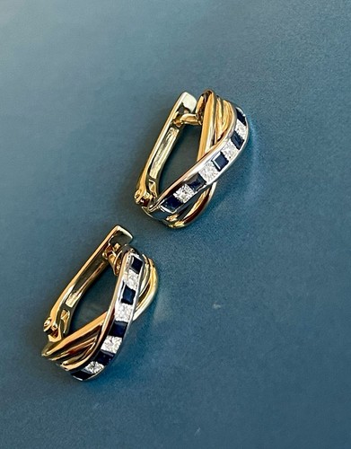 Sapphire diamond earrings - sapphire,