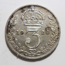 3d 1920 GEORGE V COIN 925 STERLING SILVER THREE PENCE THREEPENNY PIECE